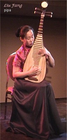 The pipa is played vertically with five fingers of the right hand